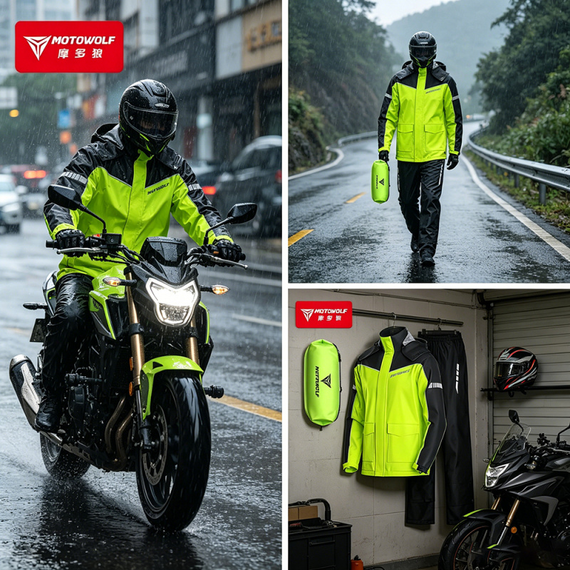 Motorcycle Rain Suit - MOTOWOLF Motorrad-Regenmantel Zubehör Wasserdichter Regenanzug Reflektierende