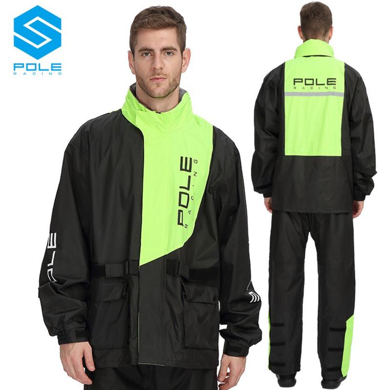 Motorcycle Rain Suit - POLE Motorrad Regenmantel Atmungsaktiv Wasserdicht Reflektierende